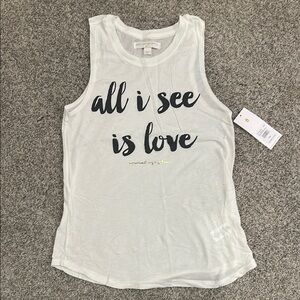 Spiritual Gangster Cream Muscle Tee Sleeveless Top